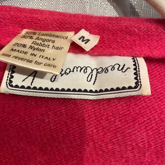 Vintage needle works bright pink sweater top med. rabbit hair wool sweater - Picture 3 of 4